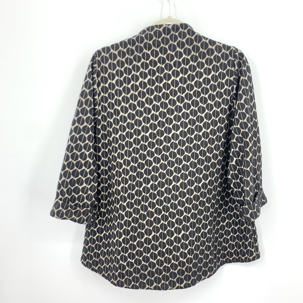 COMFY USA Women Size Medium Jacket‎ 1 Button Top Black Brown Print 3/4 Sleeve - Picture 3 of 7